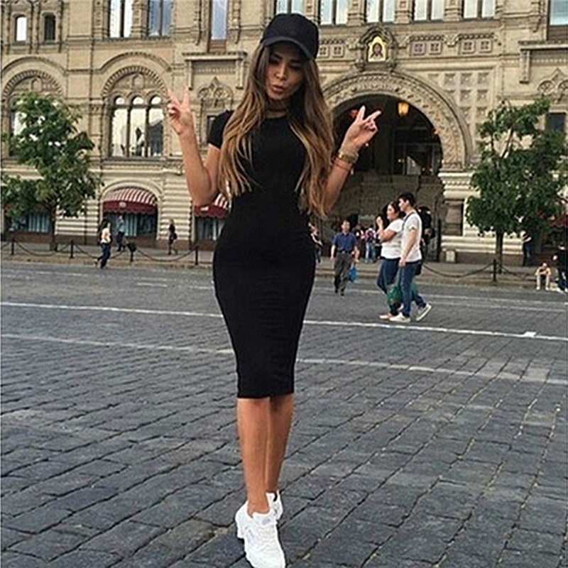 Vestidos de verano para mujer hasta la rodilla vestido de oficina ajustado de manga corta Vestidos de playa ajustados Vestidos Batas