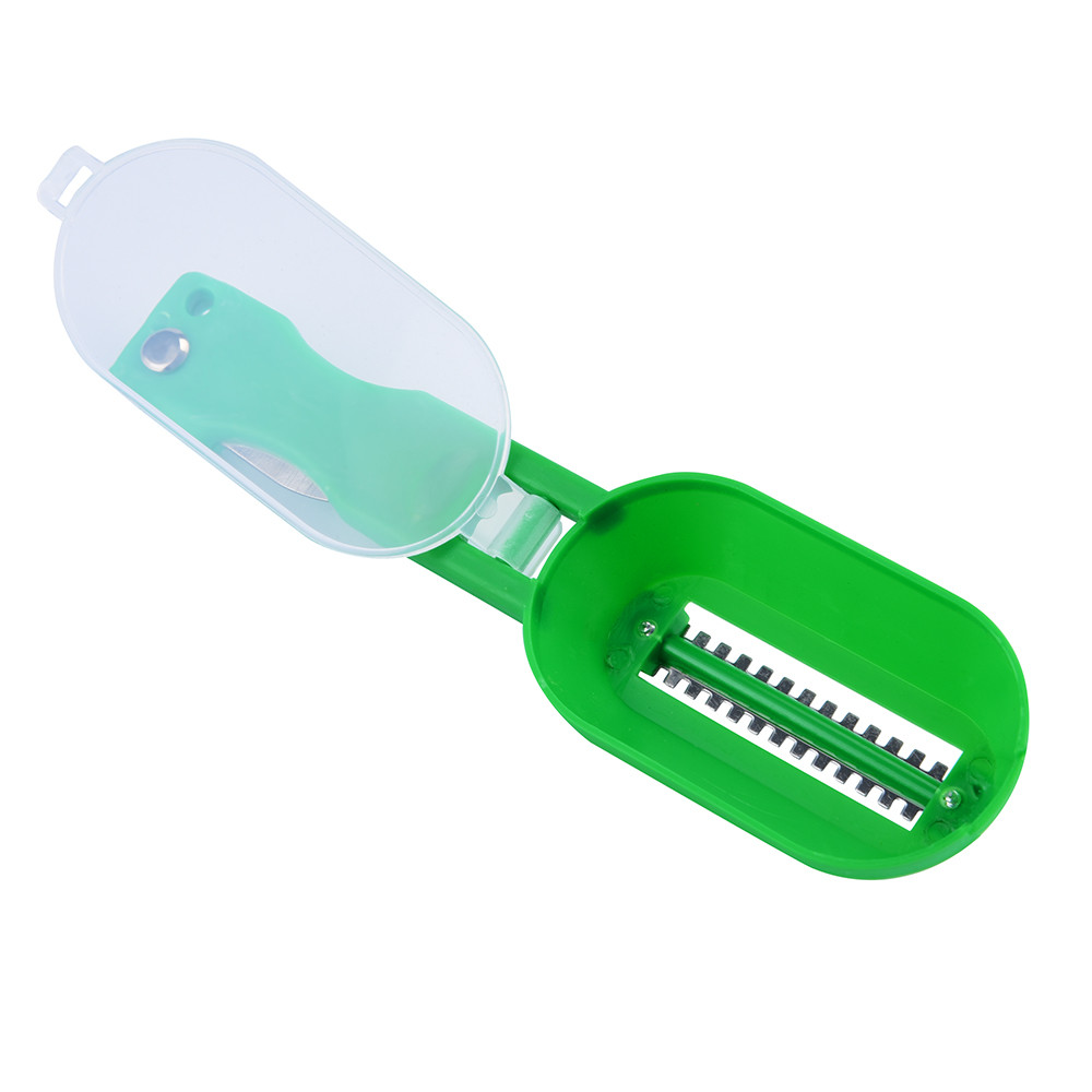 Practical Fish Scale Skin Remover Scaler Skinner Scraper knife Cleaner Kitchen Peeler Fishing Tool kitchenware Peeler: Green