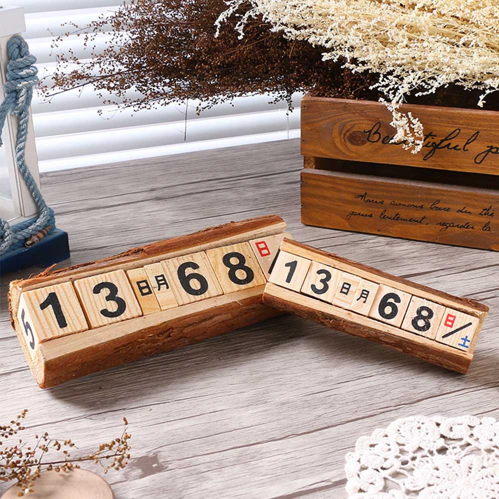 Umitive 1 pcs Manual Wooden Countdown Calendar Decorative Wood Crafts Shaped Perpetual Table Calendar Numbers Decorate