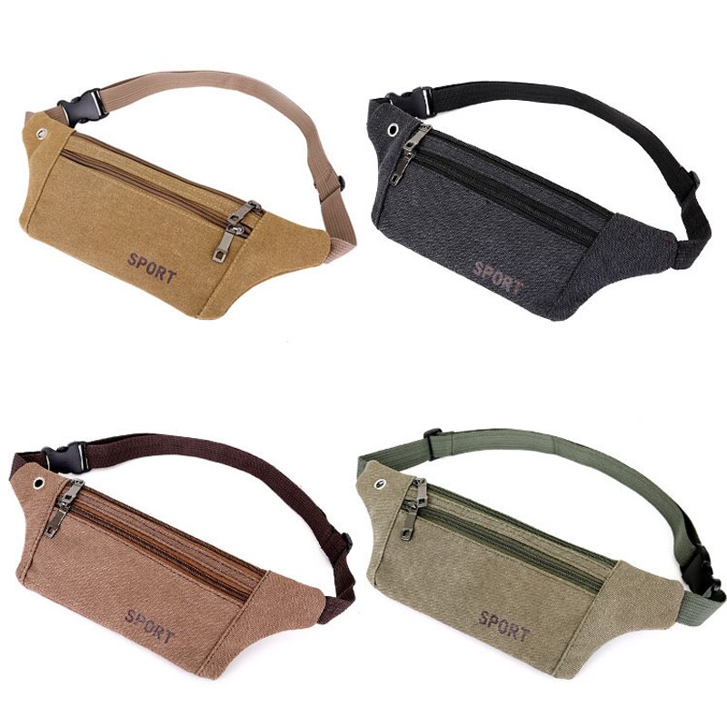 Canvas Fanny Pack Vrouwen Taille Tas Met Oortelefoon Gat Mannen Hip Bum Bag Reizen Purse Pocket Fit 6 "Telefoon voor Wandelen Hardlopen