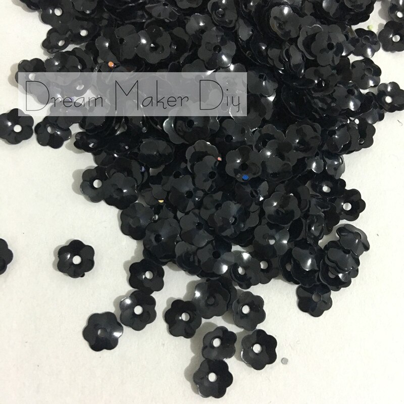 50 gramme 4/6/8/10mm tasse noire fleur fleur brillant en vrac paillettes paillettes Paillette couture, artisanat de mariage pour accessoire de vêtement