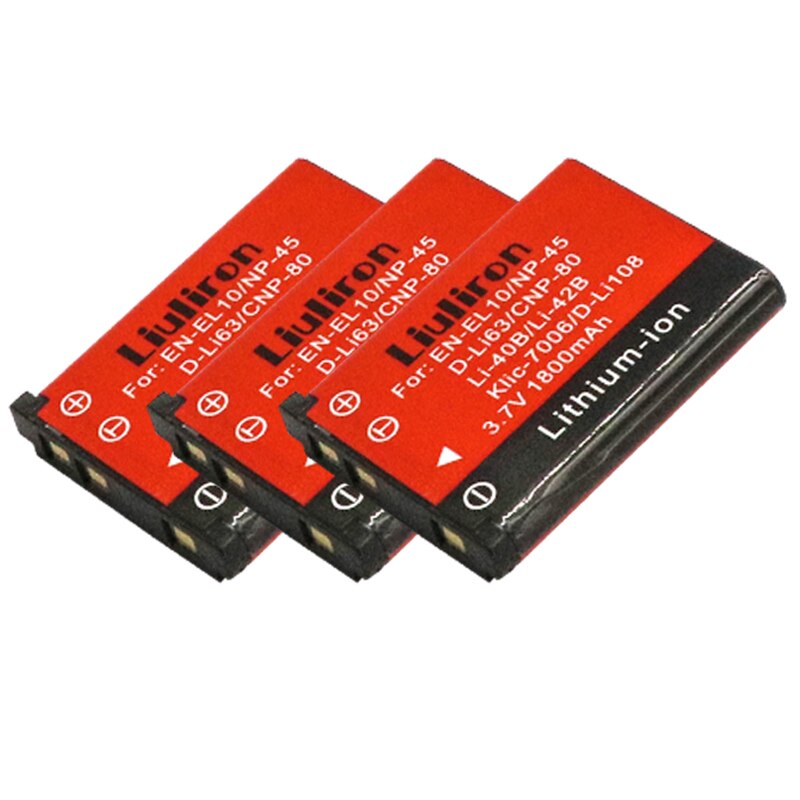 Batería de 1800mAh EN-EL10 EN EL10 LI-42B LI 42B 40B para nikon OLYMPUS U700 U710 FE230 FE340 FE290 FE360: 3battery