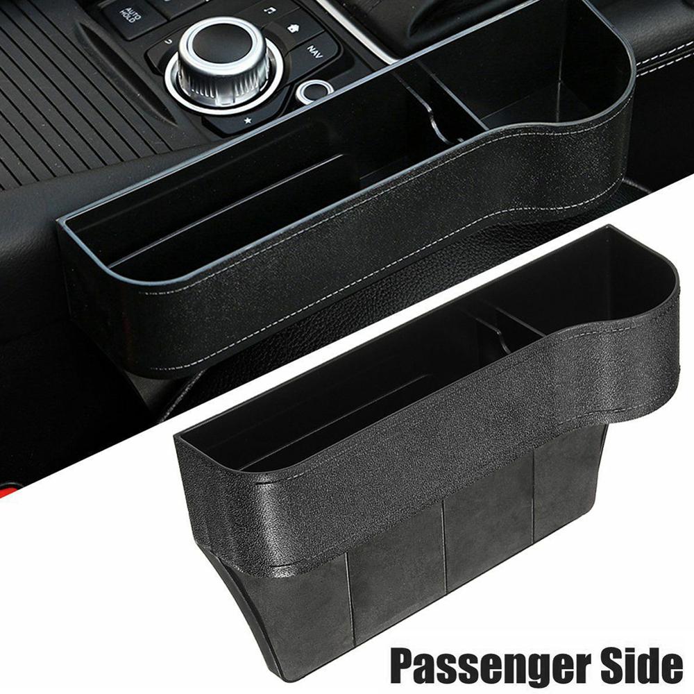 Caja Universal para hueco de asiento de coche, caja para asiento izquierdo/derecho, soporte para botellas de teléfono, caja para coches, accesorios para automóviles, color negro/Beige/marrón: Passenger Side