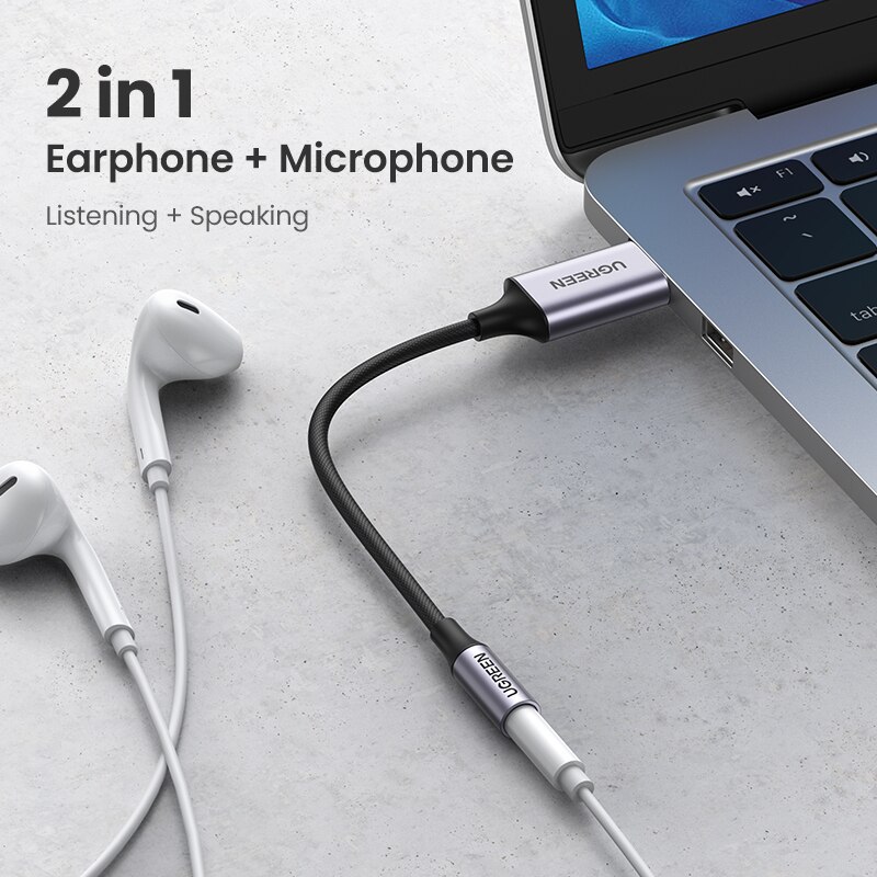 UGREEN Sound Card USB Audio Interface 3.5mm Sound Adapter for PC Laptop PS4 Earphone Speaker External USB Sound Card Audio Card