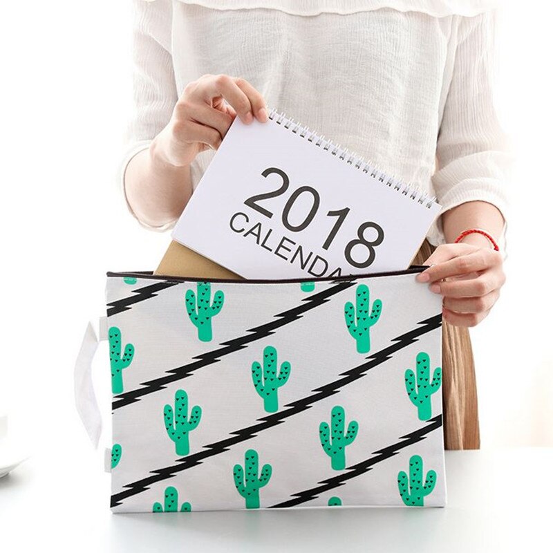 Coloffice 1 PC Cactus maille fichier pochette toile A4 fichier sac Documents classement produits avec fermeture éclair papeterie bureau étudiant