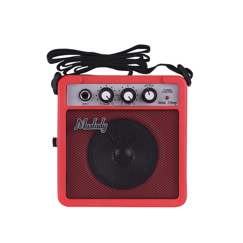 Muslady 5W Mini Guitar Amplifier Amp Speaker 3.5mm & 6.35mm Inputs 1/4 Inch Output Supports Volume Tone Adjustment Overdrive: Red