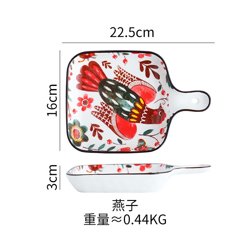 Leuke Cartoon Plaat Keramische Bakken Pan Met Handvat Bakvormen Dessert Cake Brood Dienblad Keuken Servies Magnetron: D