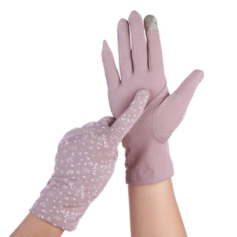 Verão feminino floral touchscreen luvas de malha antiderrapante protetor solar luvas de condução luvas de verão: PL