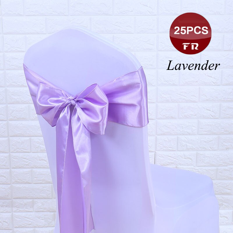 GRATIS 25 stk/partij Stoel Sjerpen Bow Tie 7 &quot;X 108&quot; Bruiloft Stoel Satijnen Sjerpen Gold Cover Bruiloft decor Party Banquet Venue: Lavendar