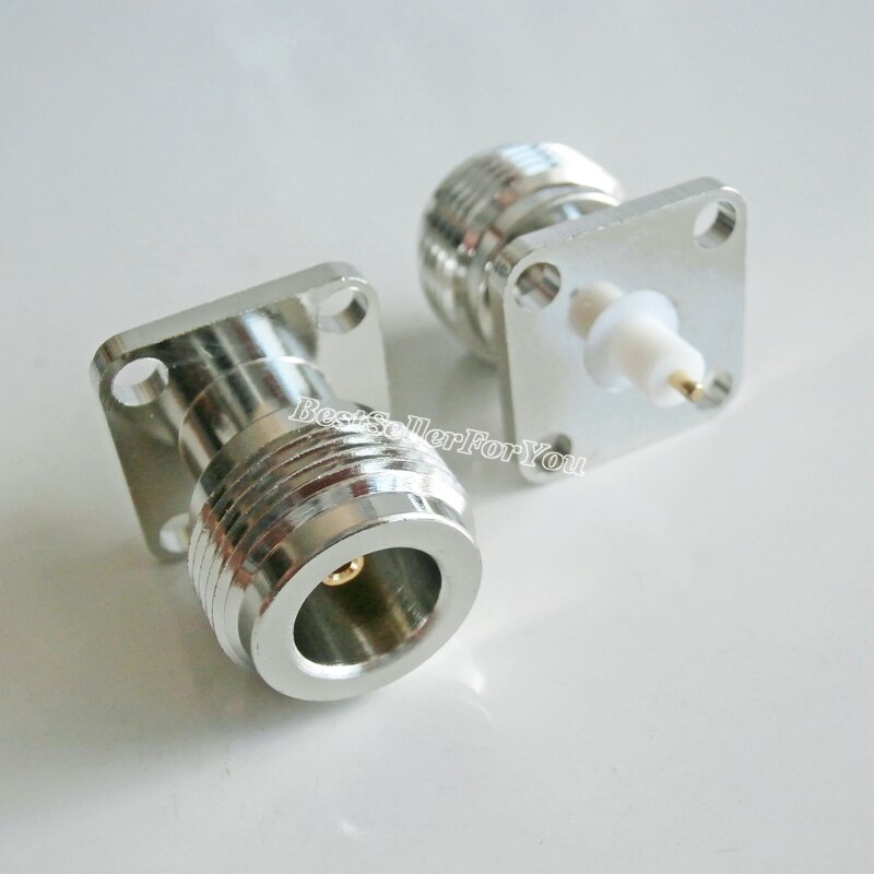 1x N Female Panel Mount Chassis with 4 Holes Flange PTFE Solder Connector 17.5mm