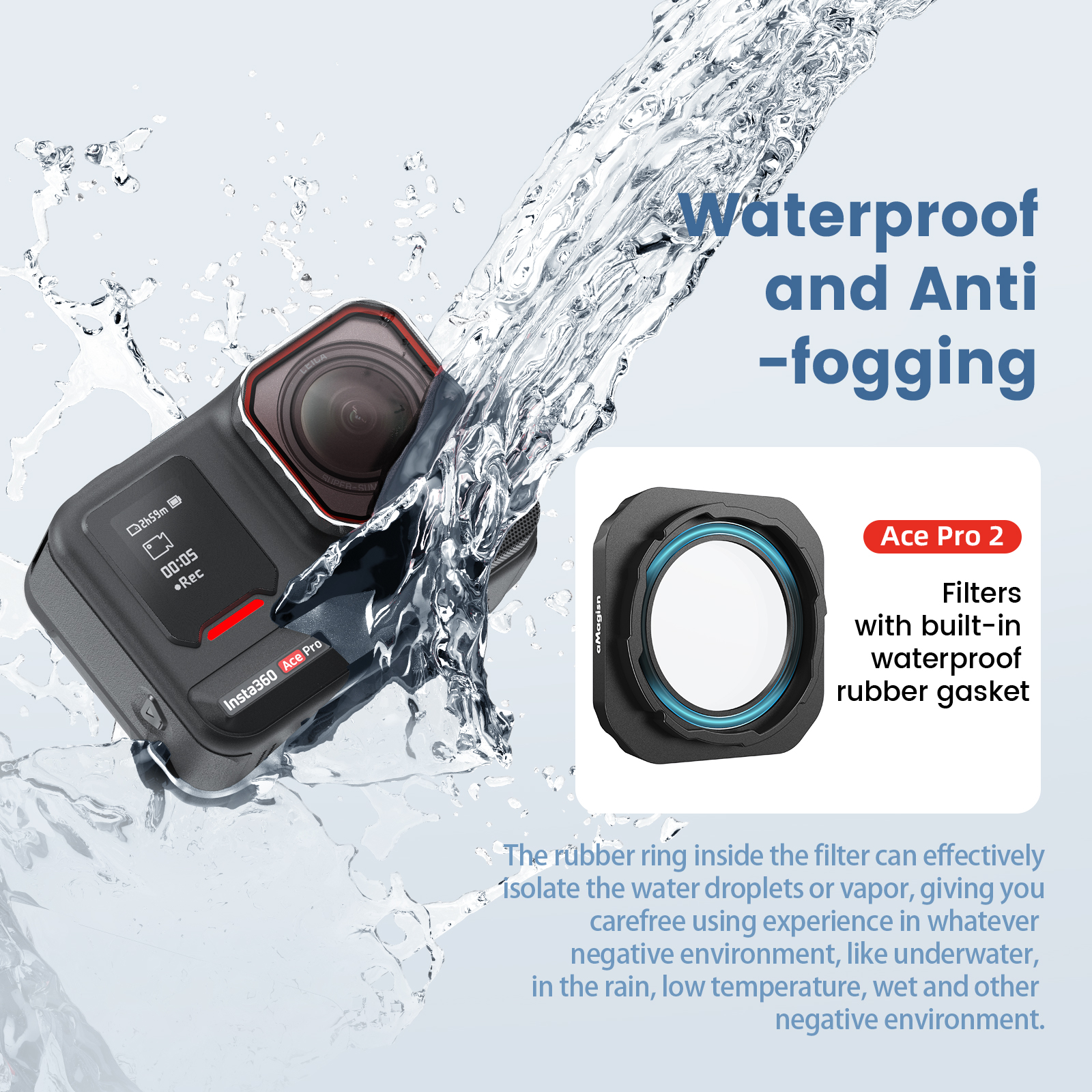 aMagisn CPL UV ND Filter Set for Insta360 Ace Pro 2 ND8 ND16 ND32 ND64 Waterproof Lens Filters for Insta 360 AcePro2 Accessories
