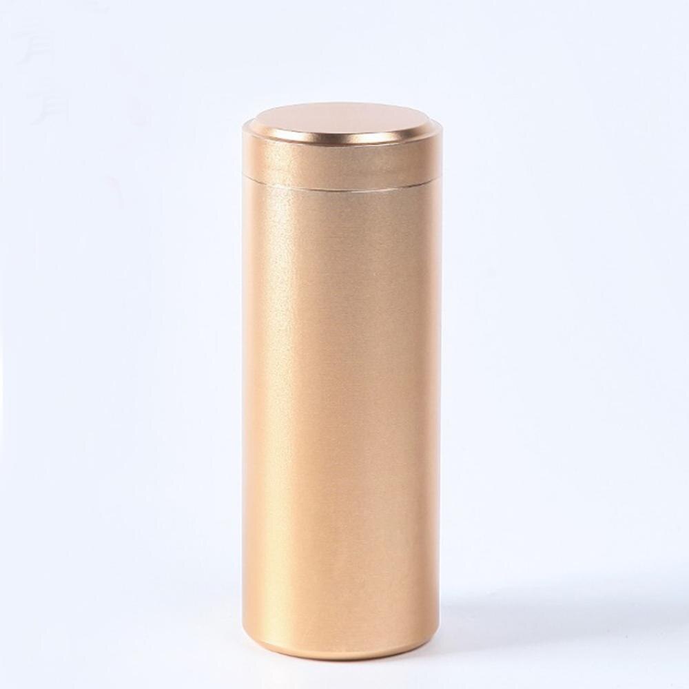 70ML/120MLAirtight Tea Canister Travel Loose Tea Caddy Metal Storage Bottle Kitchen Spice Coffee Powder Container Can: 120ml Gold