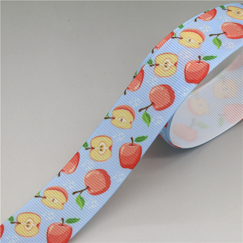 DHK-Cinta de grogrén con estampado de fruta de dragón, Pitaya, coco, manzana, naranja, accesorio para el pelo, lazo para la cabeza, decoración artesanal, 50 yardas, S1640: Latón / L