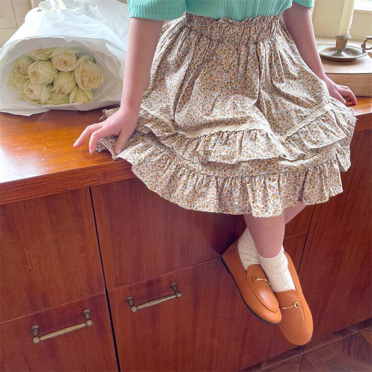 2022 Spring Summer Baby Girls Floral Printed Skirts Korean Style Kids Layered Skirts Children Clothes: 4T