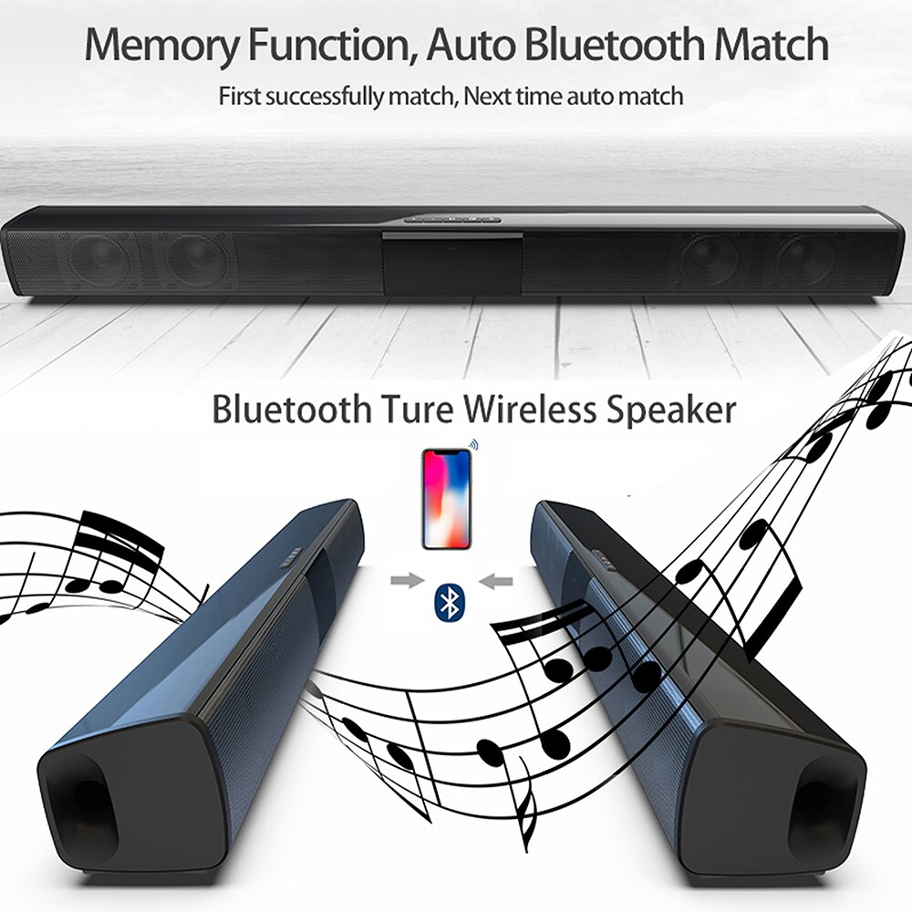 20W Wireless Bluetooth TV Speaker TV Sound Bar Wired and Wireless Bluetooth Home Surround SoundBar For PC Theater TV Speaker