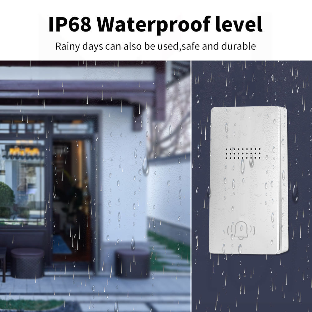 timbre inalámbrico con botón de enchufe a prueba de agua, No requiere batería, juegos de campanas, timbre de puerta inteligente para el hogar, 38 tonos de llamada