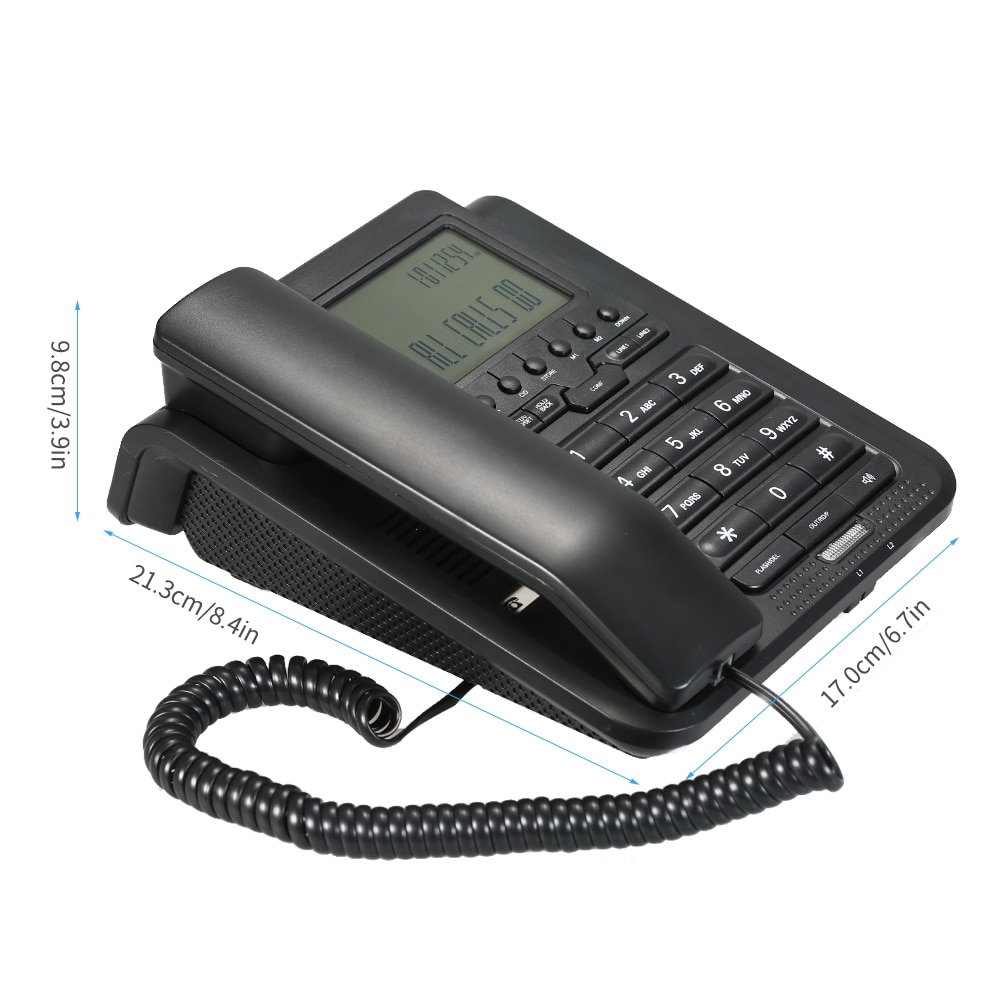2-Line Digital Corded Telephone Desk Landline Phone with LCD Display Support 3-Way Conference Call/Redial/Auto-redial/Set Key
