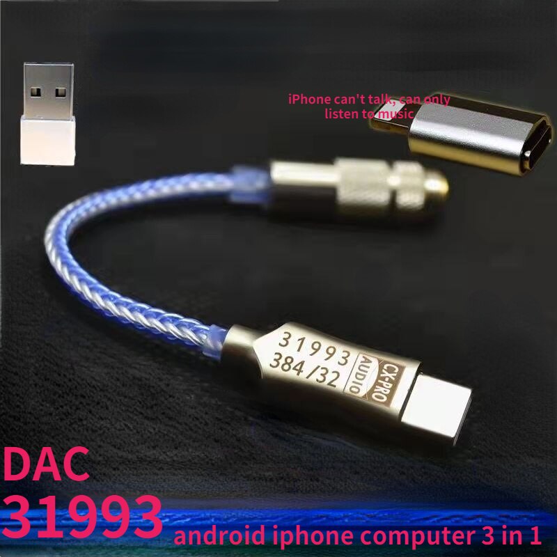 Adaptador USB tipo C a auriculares HiFi de 3,5 Mm, Cable decodificador dac cx31993 para iphone, Samsung, xiaomi, ordenador: android iphon comput