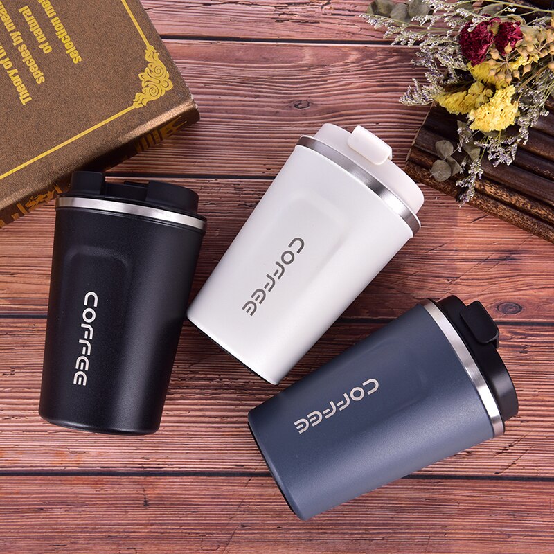 Taza de café de acero inoxidable, termo grueso grande para coche, Taza Termo de viaje, termo para , 380/500ML