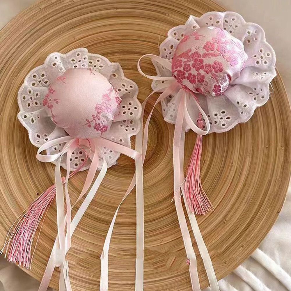 Lazo de encaje Chun-Li Clip para moño de pelo Cheongsam tocado con volantes horquilla de estilo chino accesorios para el cabello pasadores: Rojo