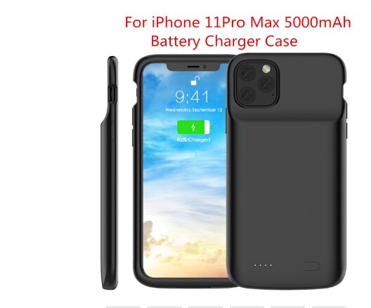 Battery Charger Case 5000mAh For iPhone 11 11 Pro 11 Pro Max Case For iPhone Xr X Xs Max 6 6s 7 8 Plus Power Bank Battery Case: Dark Red