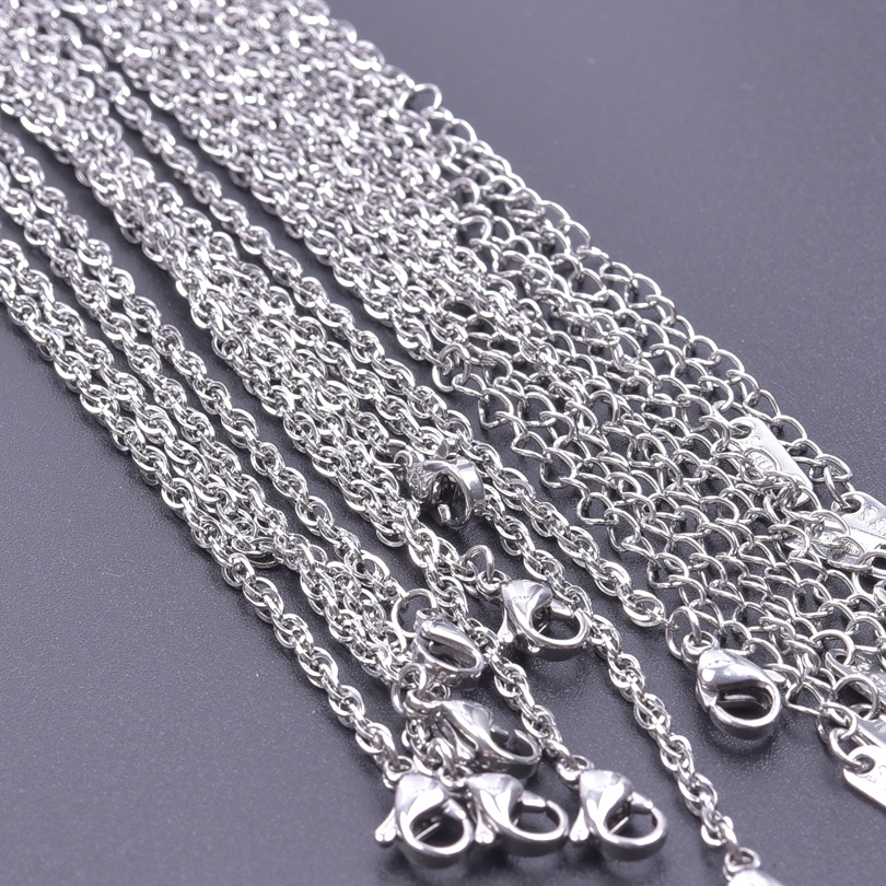 10pcs/Lot Stainless Steel 45cm Adjustable Chain Necklace For Women Men Chains DIY Components 1.2/1.5/1.6/2/2.2/2.5/3mm: Black Gun Plated