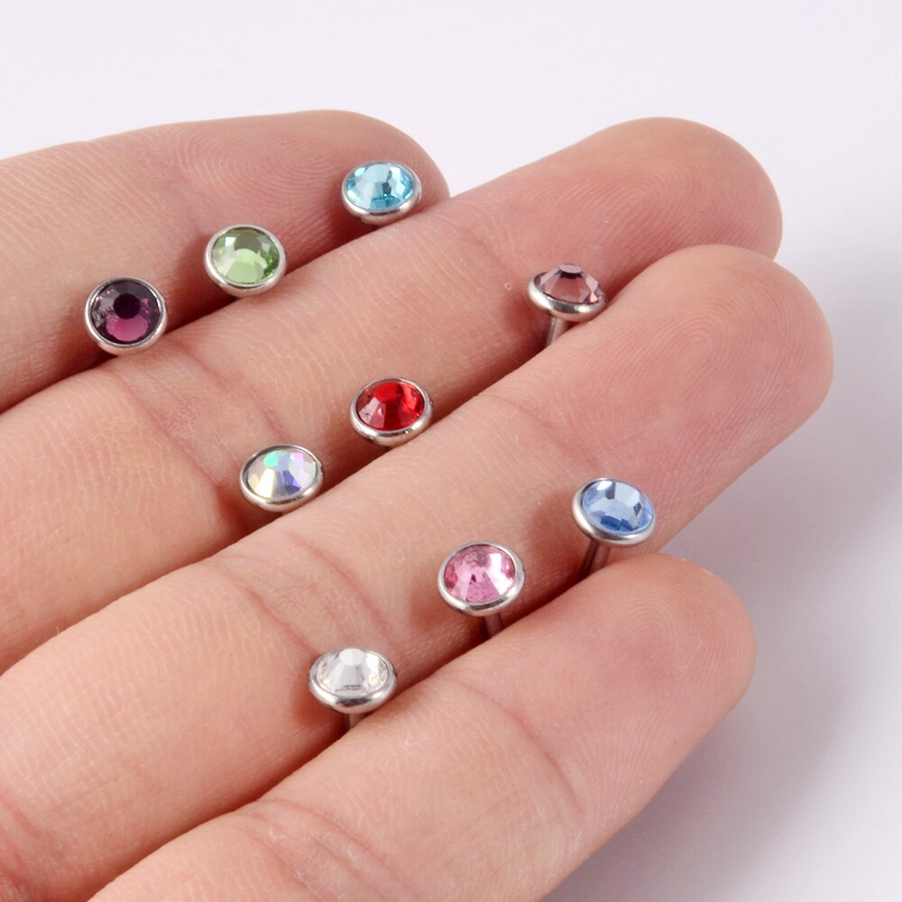 1Pc Anti-Allergie Chirurgisch Staal Tong Ringen Vrouwen Platte Zirkoon Piercing Tong Halters Piercing Lichaam Sieraden 14G