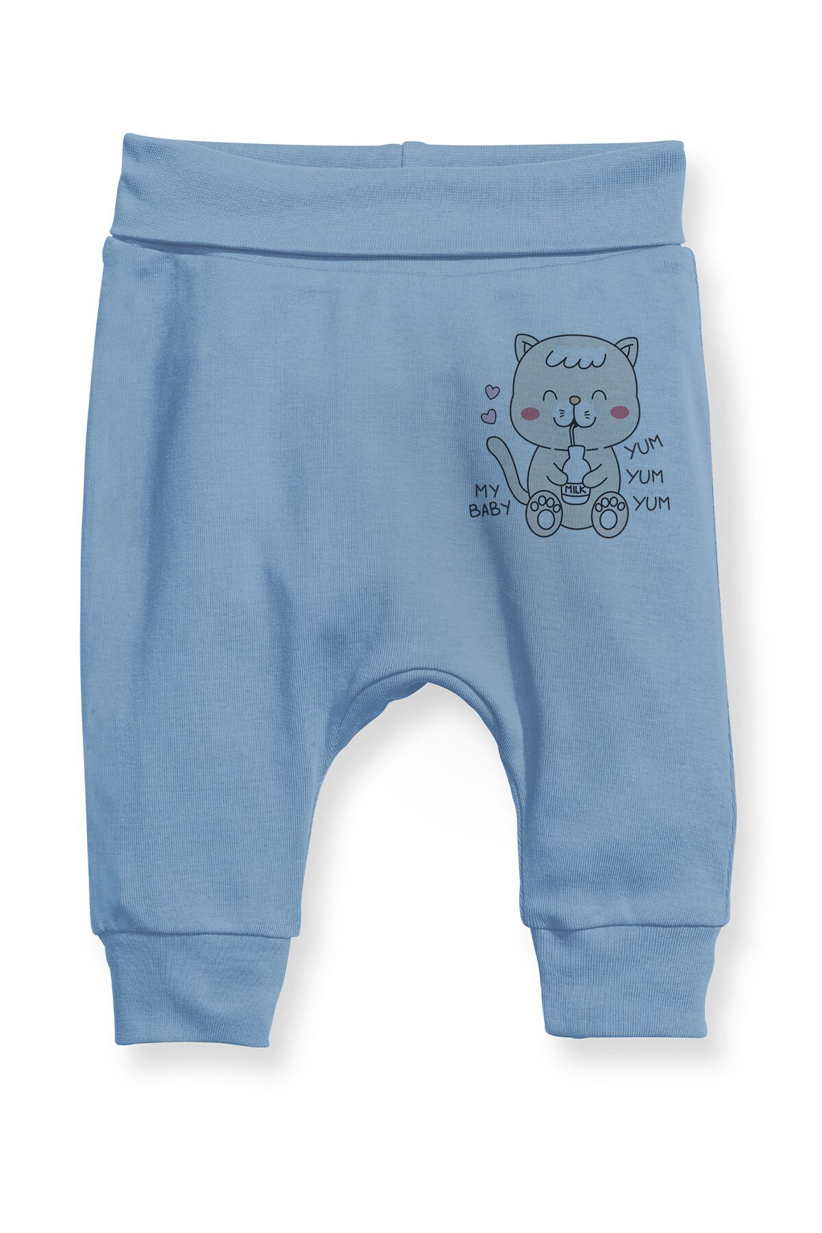 Angemiel babymelk rokende kat babyjongen harembroek pantalon blauw