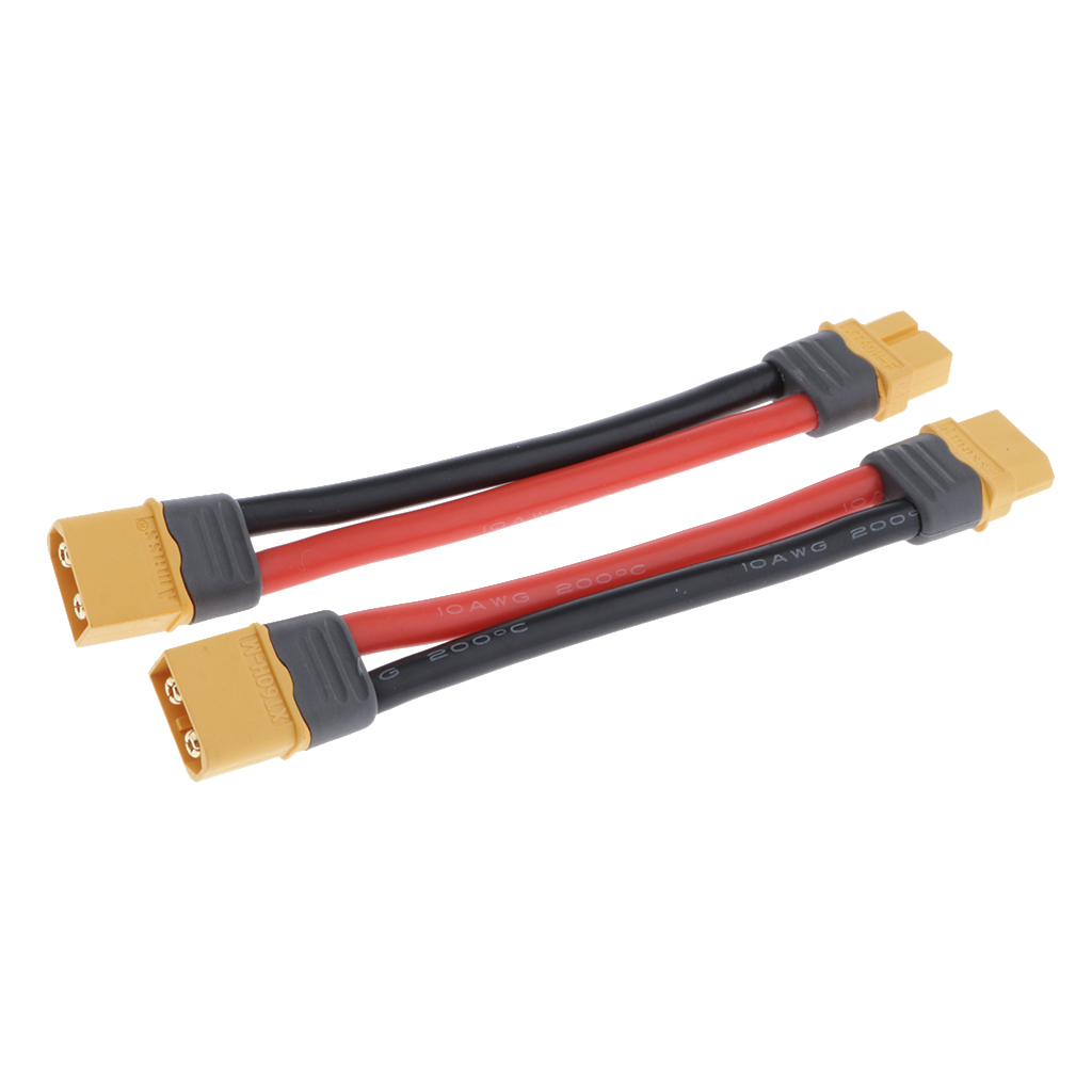 2 pacotes rc carregador 100mm xt60 plug macho fêmea cabo de extensão fio 10awg