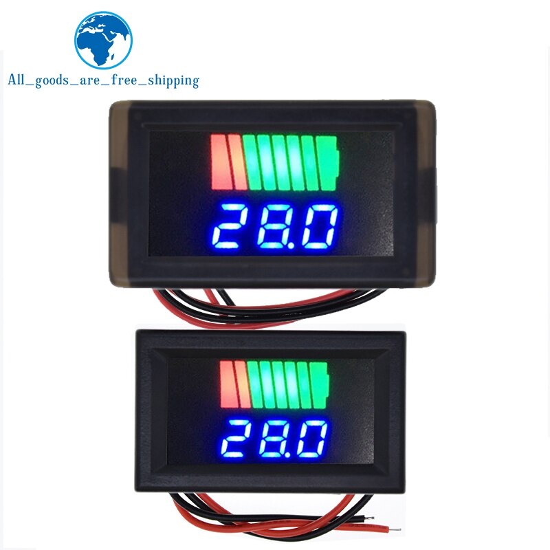 Auto Batterij Niveau Indicator 12V-60V Lithium Batterij Capaciteit Meter Tester Blauw Display Led Tester Voltmeter waterdicht