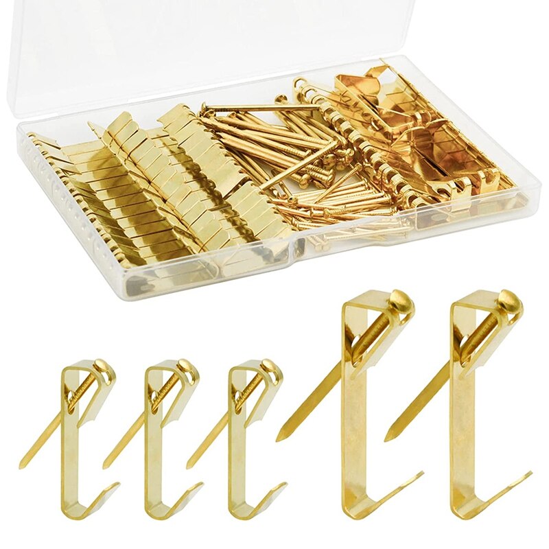 Foto Haken, 100 Stuk Foto Opknoping Kit, Inclusief 30Lb En 50Lb Foto Haken, 2 Maten Foto Haken Met Nagels: Default Title