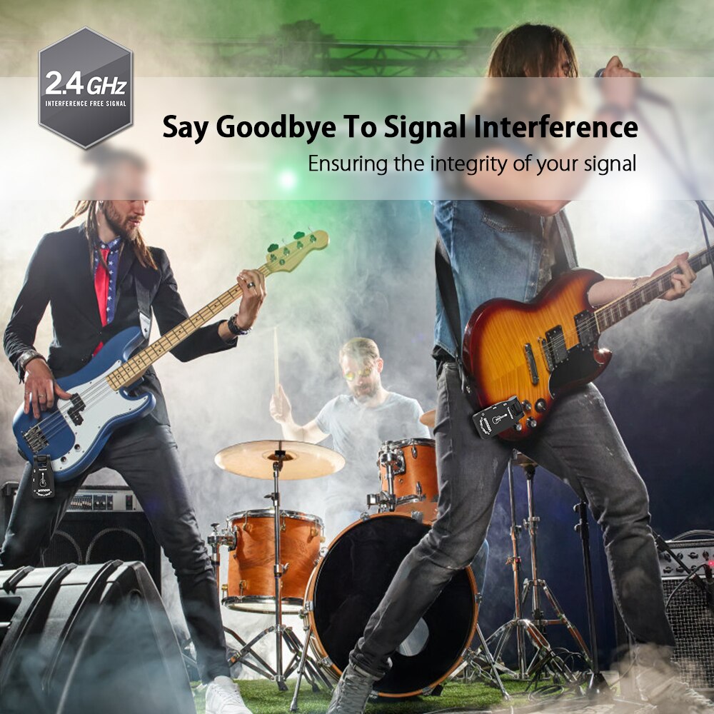 Ammoon – système de guitare sans fil 2.4G, émetteur-récepteur de guitare Rechargeable, transmetteur Audio à 6 canaux pour basse électrique