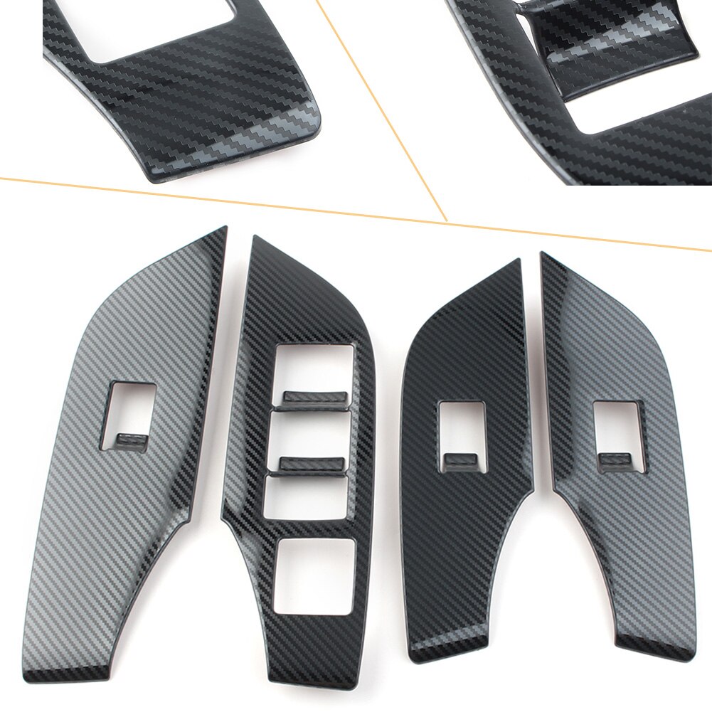 4 Stks/set Auto Interieur Venster Lift Schakelaar Panel Decoratie Cover Versieringen Voor Toyota Rav 4 RAV4 Carbon Fiber styling