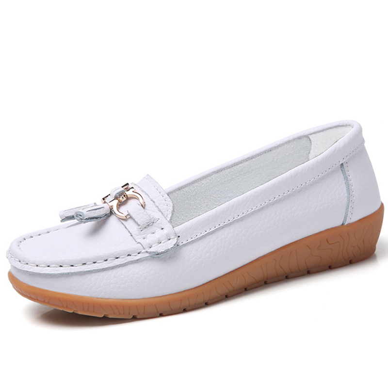 Scarpe da donna Mocassini da infermiera Scarpe Classiche Appartamenti Zapatos Mujer Scarpe basse comode da donna Calzature da donna in pelle casual bianche: WHITE / 38