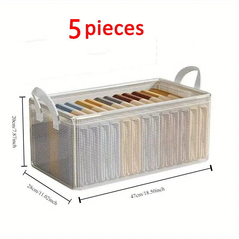 Cajas de almacenamiento plegables, organizador de ropa, contenedores apilables para camisetas y pantalones, PVC impermeable para armario, almacenamiento de ropa interior: Caqui oscuro