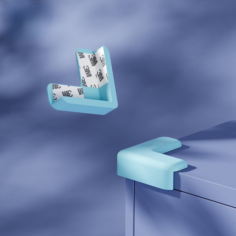 1Pc L T Shaped Babies Table Edge Corner Guards Protection Cover Children Desk Cupboard Corner Anti-collision Silicone Guards Pad: 1pc L-blue