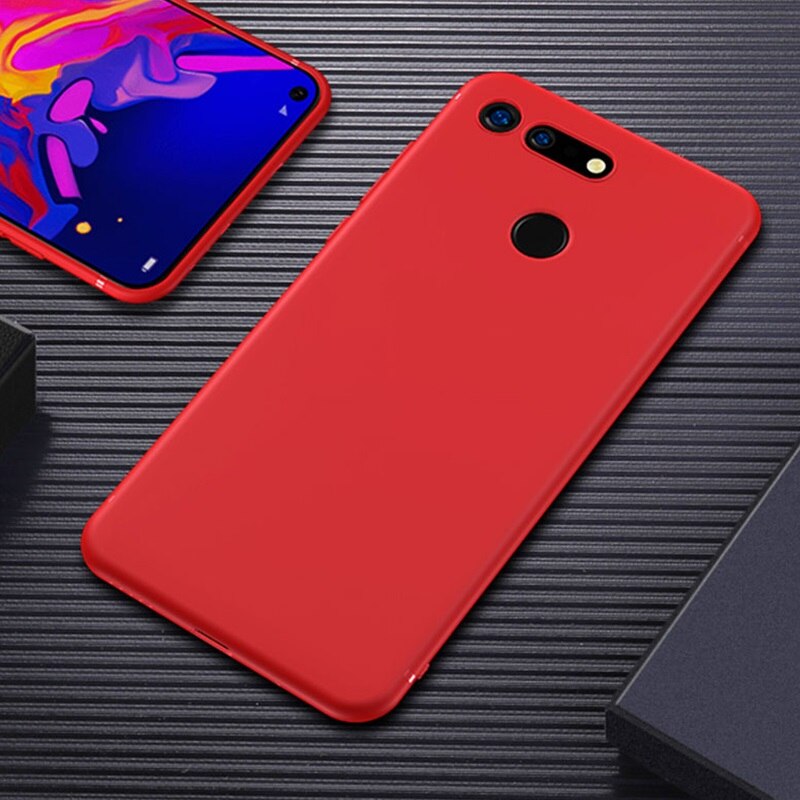 Raugee Matte Case For Huawei Honor View 20 Case Silicone Luxury Bumper Back Soft TPU Cover On For Huawei Honor V20 V 20 Case: Red