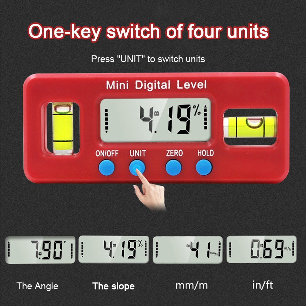 100mm Strong Magnetic Level Ruler Electronic Digital Spirit Level Instrument Inclinometer Mini Measuring Tool Angle Ruler