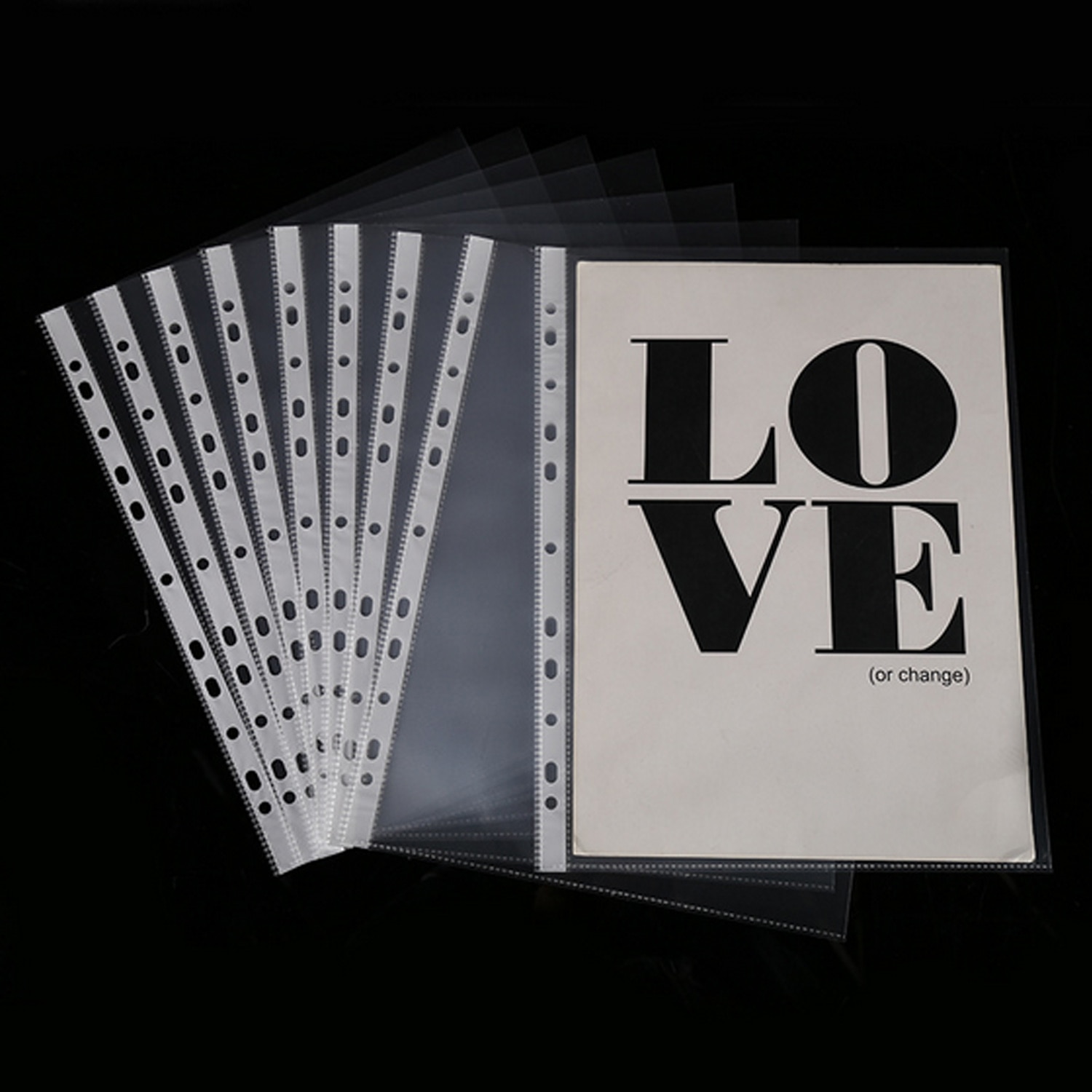 100 pièces A4 Taille Polyvalente 11-Trou Lâche Feuille Feuille DE PVC Claire Page Protecteurs pour Documents Fichiers Papier
