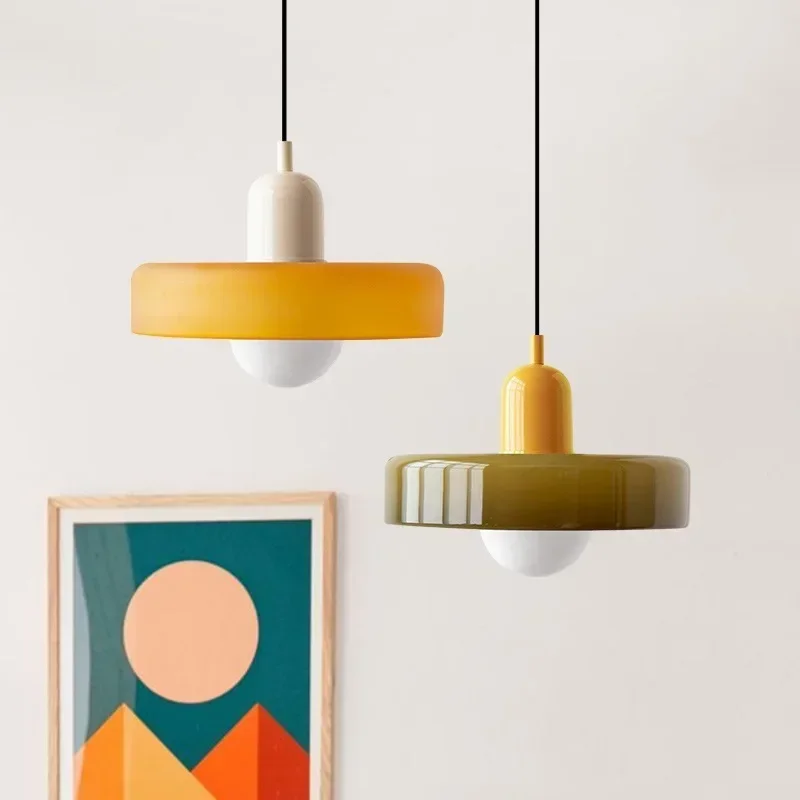 nordisch Glas Anhänger Licht Macaron Farbe LED Anhänger Lampen Für Wohnzimmer Schlafzimmer Studie Esszimmer Bar drinnen Dekorative Leuchten