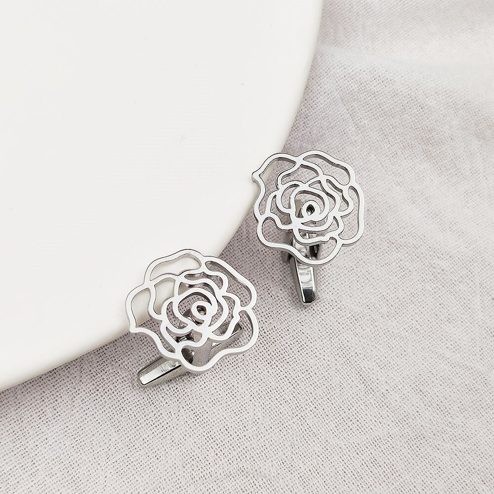 1 Paar Goud Kleur Rose Bloem Manchetknopen Voor Vrouwen Personaliseren Hollow Franse Overhemd Manchetten Mens Pak Accessoires: Antique Gold Plated