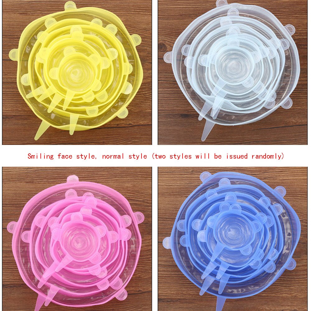 6pc silicone couvercle extensible réutilisable universel silicone bol pot couvercle conservation des aliments couvercle cuisson silicone couvercle accessoires de cuisine