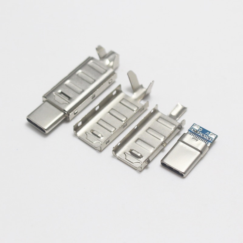 Connecteur USB type-c 2.0 à souder, connecteur mâle 24 broches avec boîtier métallique Long, 1/2/5 jeux