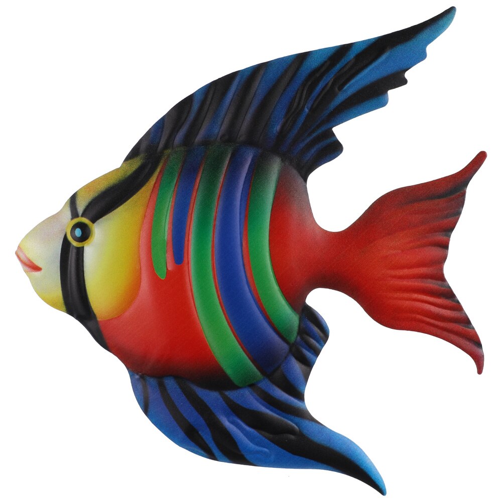 Metal Fish Wall Decor Outdoor Indoor Art Sculpture Hanging Ocean Decoration: Blue