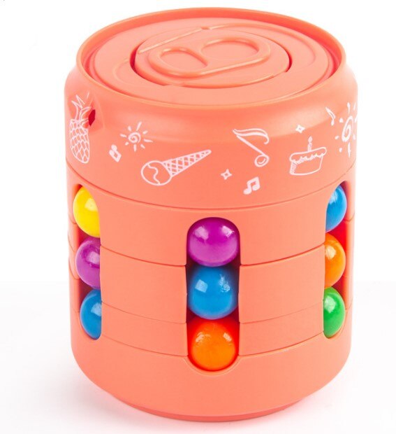 Can Cube Top Magic Colorful Beans Finger Spinning Relieves Stress Decompression Tool For Children And Adults: Orange