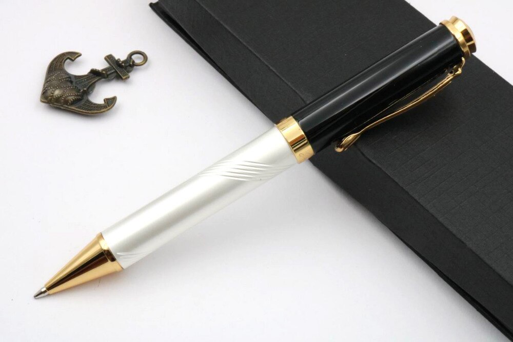 Jinhao 500 Parel Wit Met Zilveren Gouden Trim Metalen Balpen