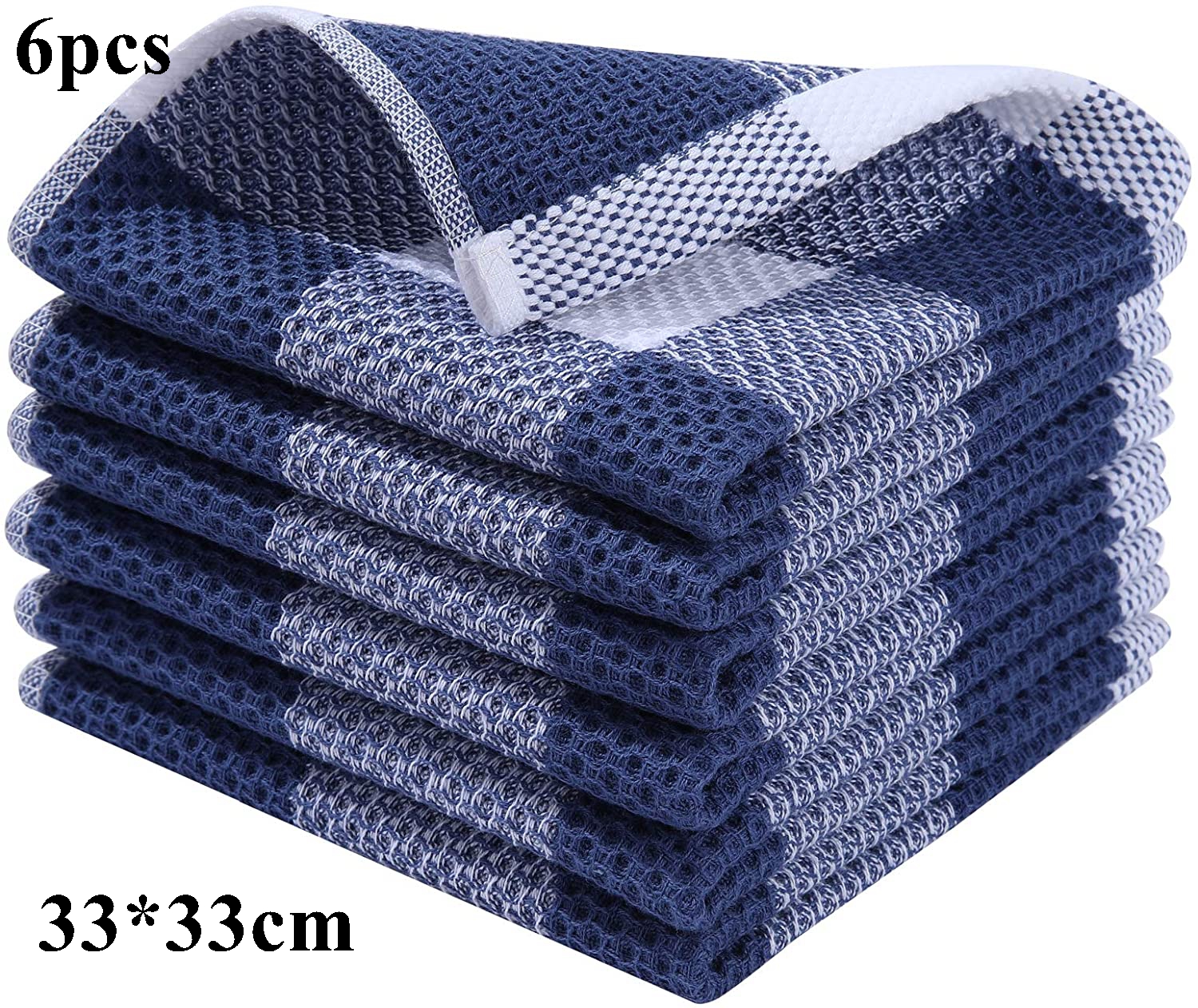 Homaxy 4/6Pcs Cotton Kitchen Towels Ultra Soft Dishcloth Magic Cleaning Cloth Absorbent Cleaning Towel Thickened Wipe Wash Towel: MULTI