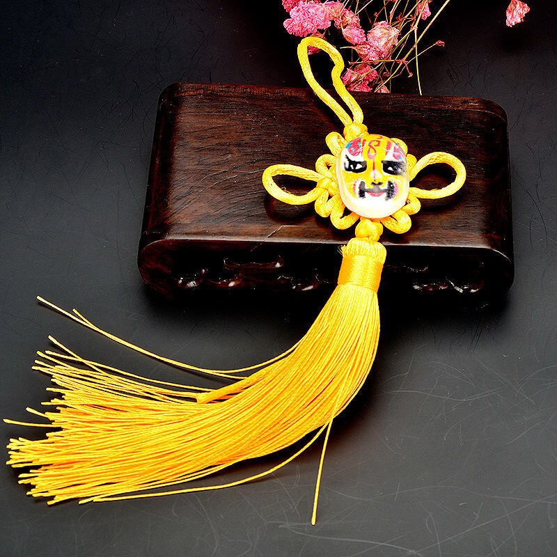 2 stuks facebook chinese knopen kwastjes diy sieraden gordijn kleding decoratieve accessoires autosleutels tas hanger knutsel kwastjes: Geel