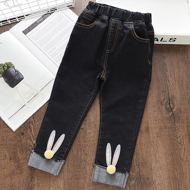 Ours Leader filles jean nouvel été enfants fille Pantalon enfants crayon Leggings bouton mouche Pantalon Fillette pour 3 7Y: ax1226 Black / 4T