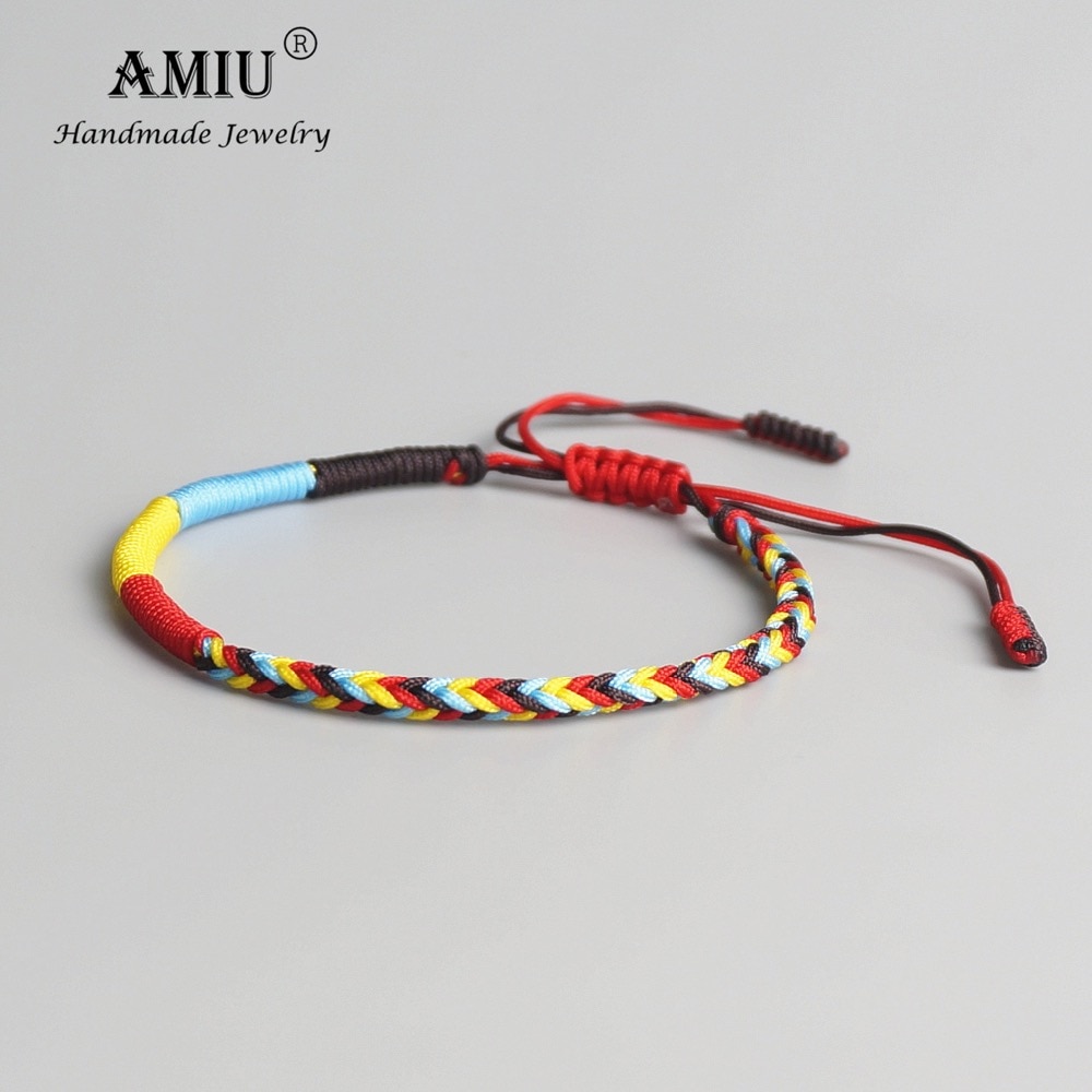 AMIU Tibetischen Buddhistischen Tibetischen Glück Geflochtene Armbänder &Ampere; Armreifen Für Frauen Männer Handgemachte Knoten Grün Seil Amulett Armbinde